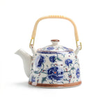 Théière porcelaine Fleur Bleu sur fond blanc 