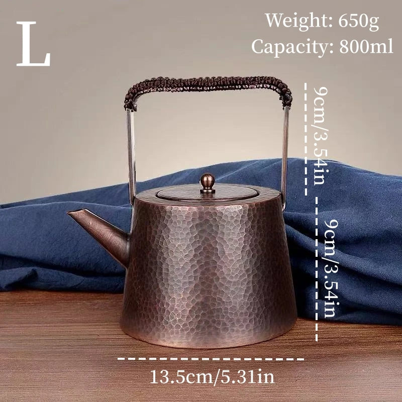 dimension Théière en Cuivre Carré Martelé