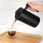 Théière à Piston en Inox à Double Paroi Noir — 1 L
