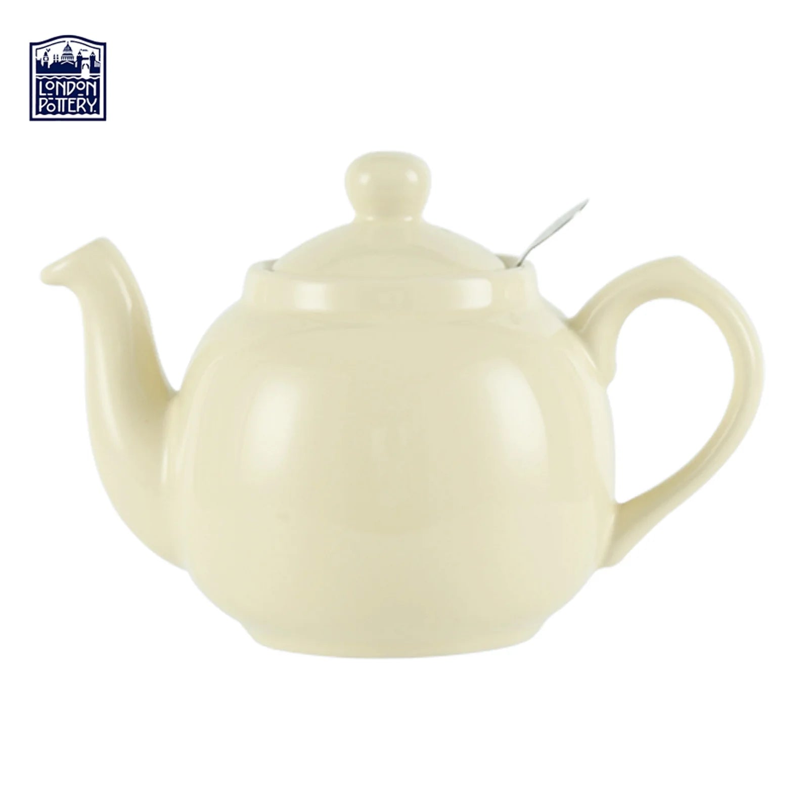 théière anglaise beige sur fond blanc 